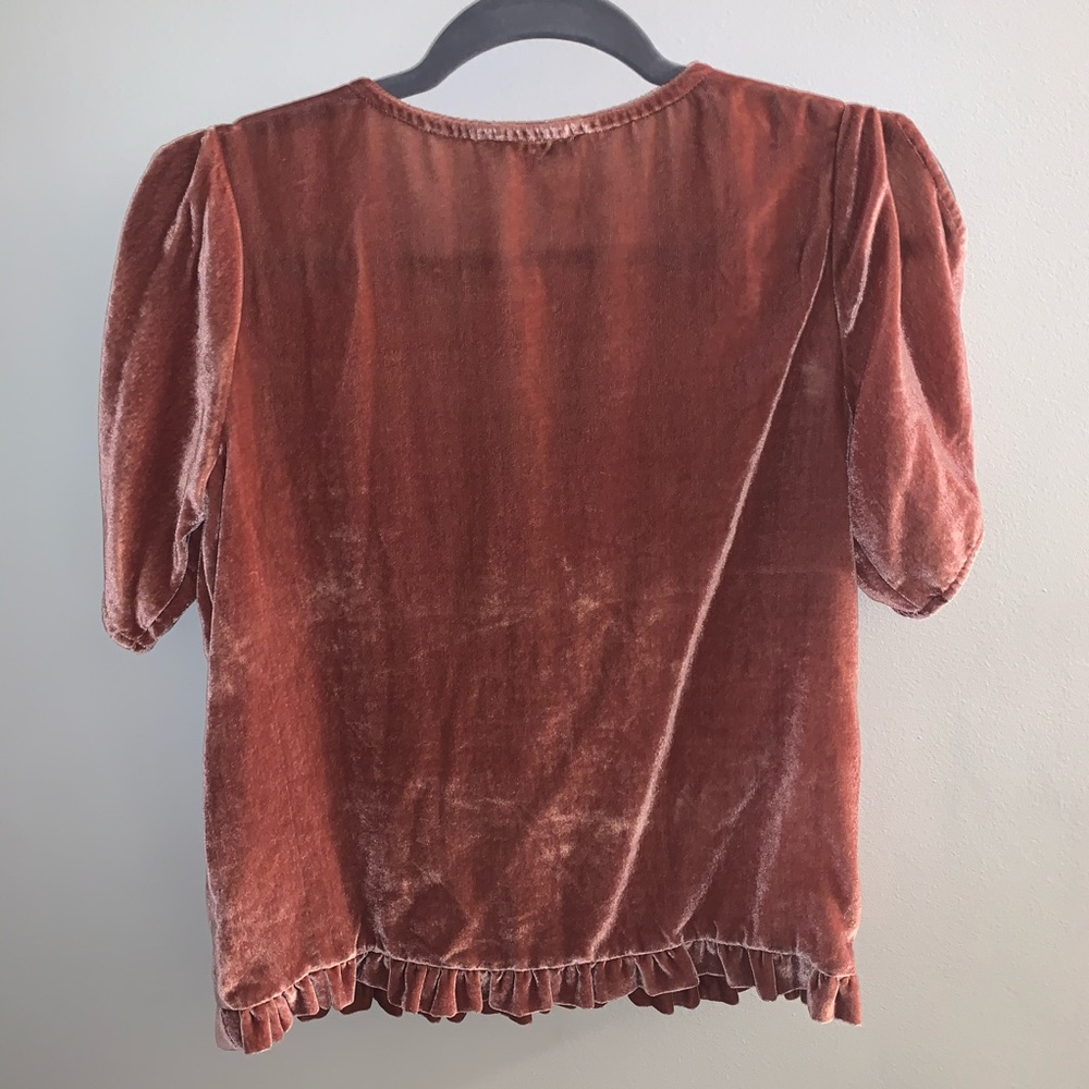 Madewell Velvet Tulip-Sleeve Ruffle Top - Picture 7 of 9